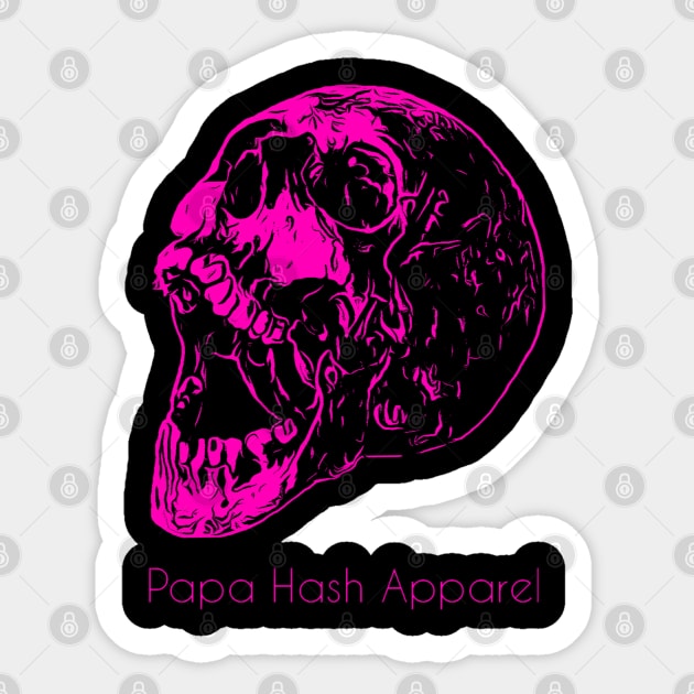 Papa Hash Apparel: Yawning Skull Pink Sticker by Papa Hash's House of Art